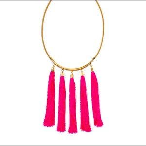 Avon Pink Fringe Statement Necklace